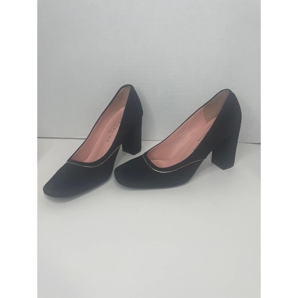 Reed Evins Black Suede Piped Pump Women's Heels 6M New in Box - Picture 7 of 12